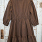 BROWN RUFFLE DRESS