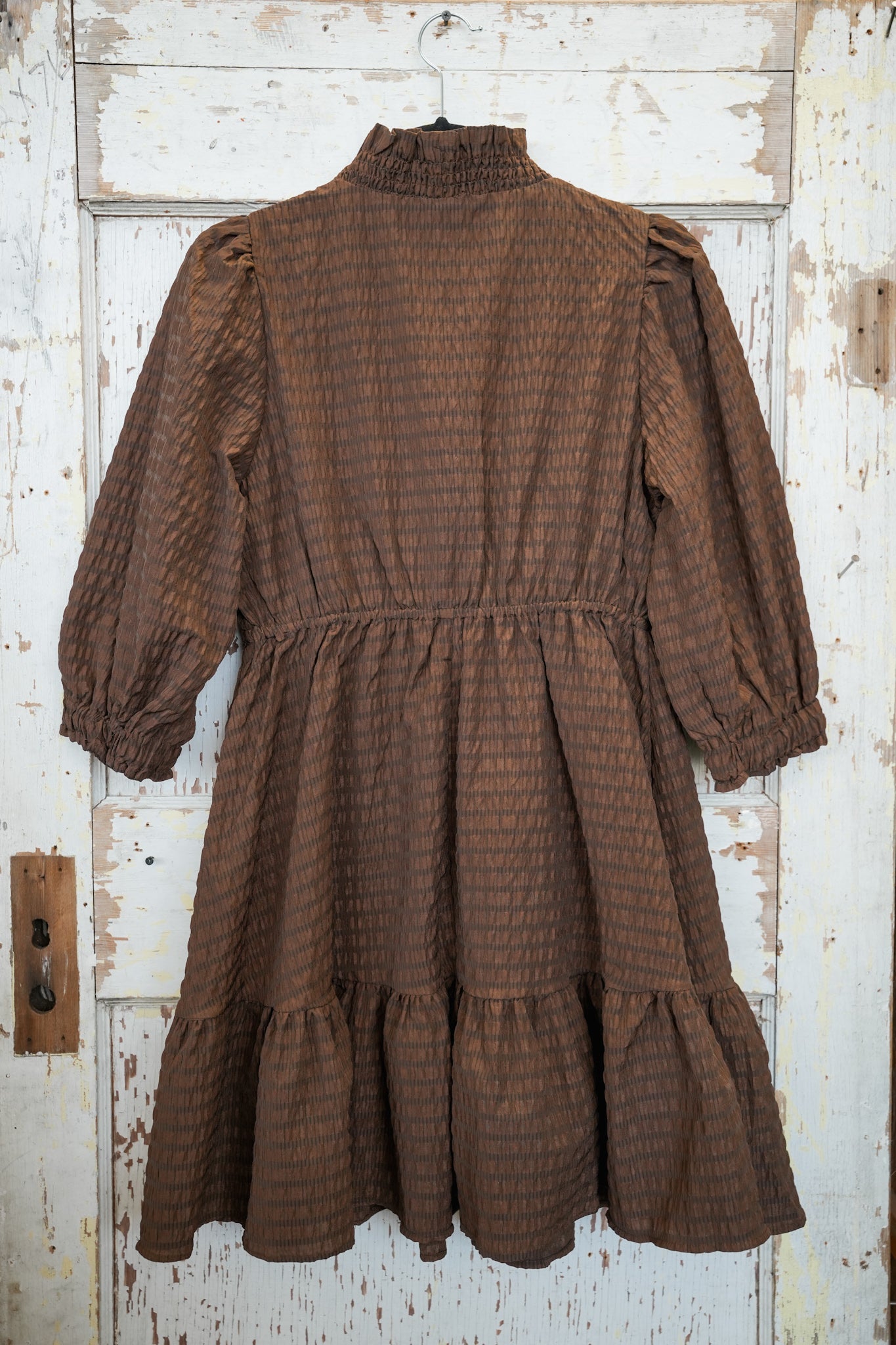 BROWN RUFFLE DRESS