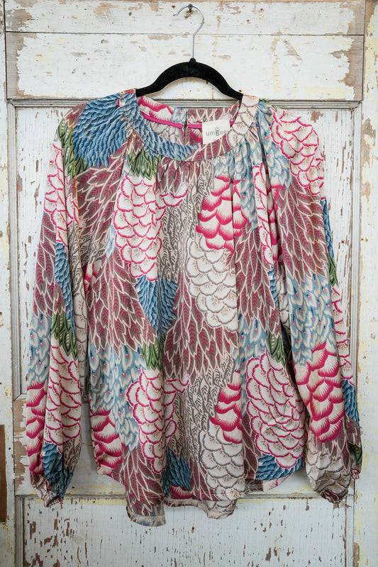 BROWN MIX FEATHER BLOUSE