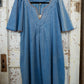 WASHED DENIM DRESS W/ STITCHING | PLUS