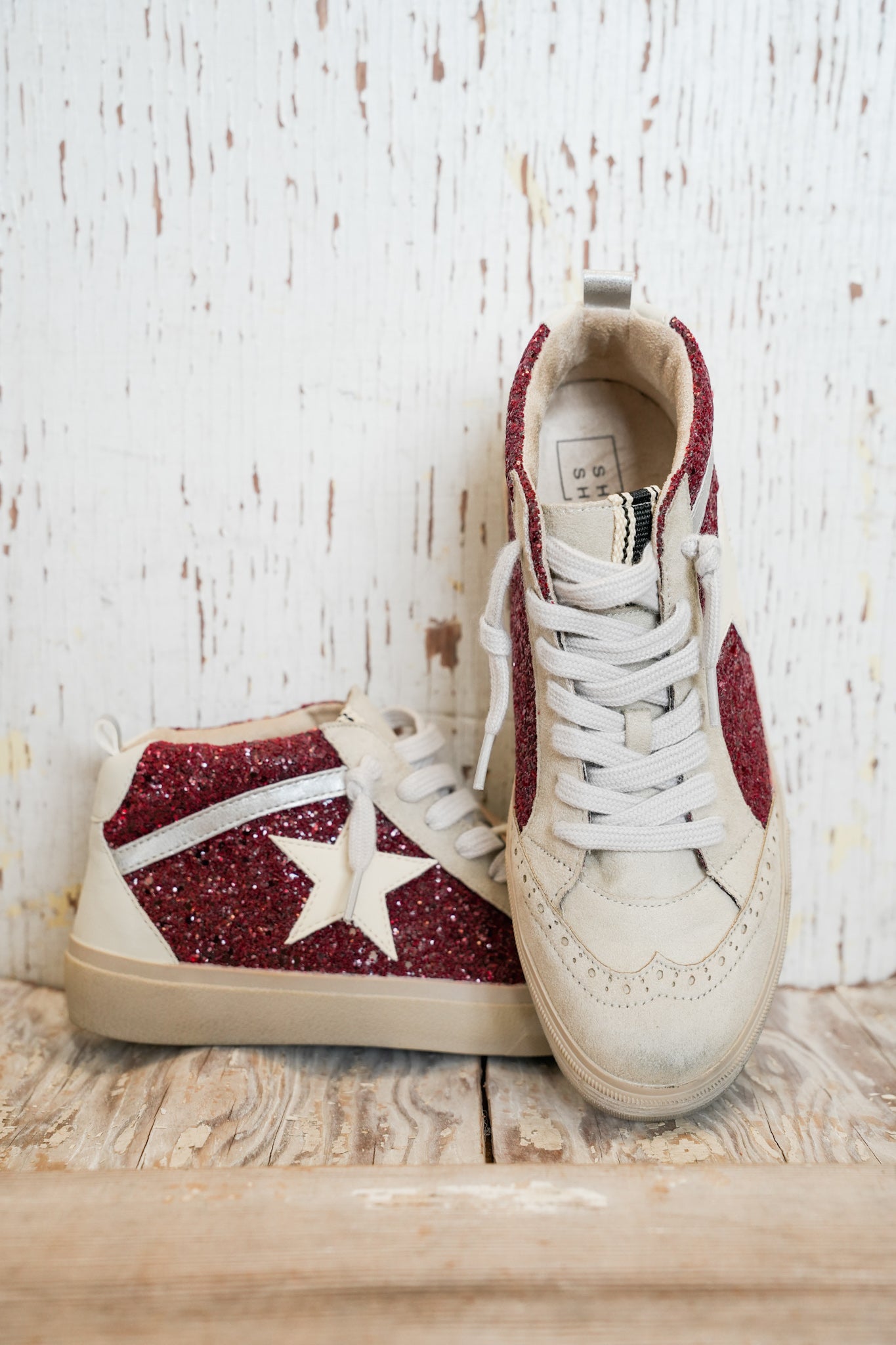 PAULINA DARK RED GLITTER SNEAKER