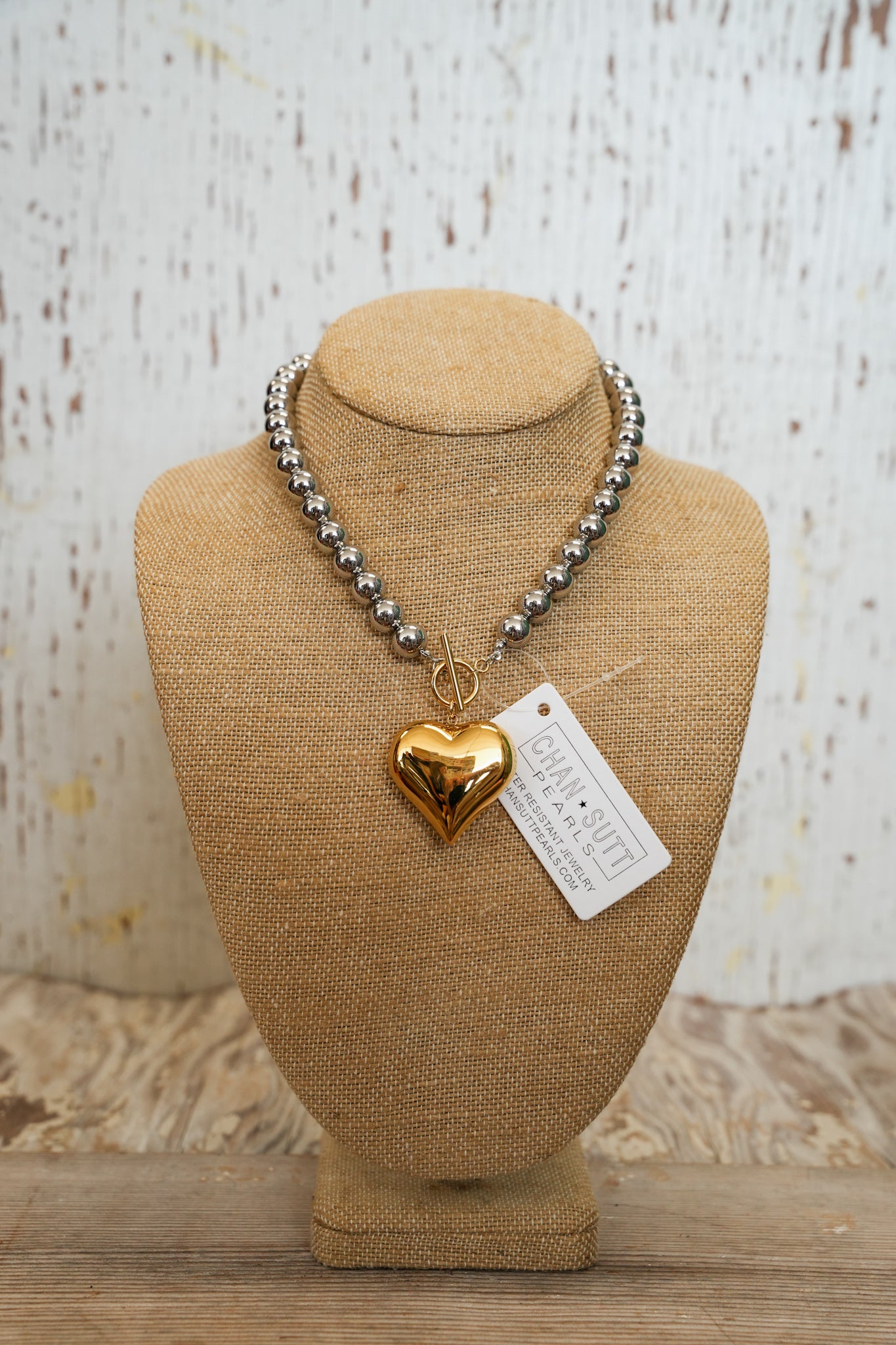 GLAM HEART NECKLACE | SILVER & GOLD